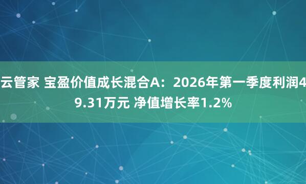 云管家 宝盈价值成长混合A：2026年第一季度利润49.31万元 净值增长率1.2%